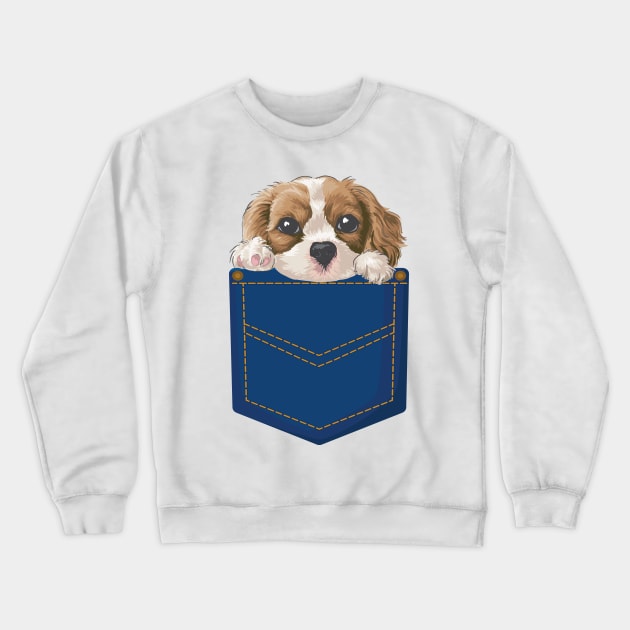 Cute Puppy in Pocket Crewneck Sweatshirt by Fun Personalitee